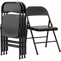 Chaise pliante en métal noir peu encombrante, portable et économique pour événements, mariages, écoles et bureaux (vente en gros)