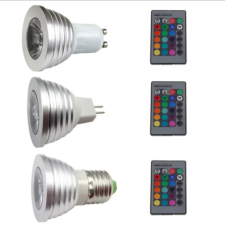 AC85-265v E27 3W LED RGB 전구 16 색 변경 원격 제어 RGB led 스포트 라이트