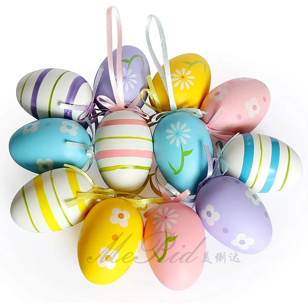 Easter Decorations Eggs Hanging Ornaments Favors Supplies Colorful for Easter Tree Basket Decor Eco-friendly