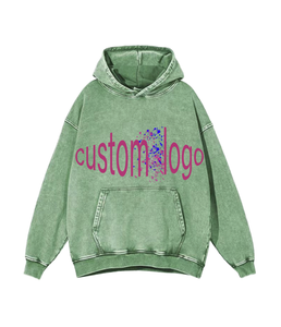 เสื้อฮู้ดดี้สไตล์เรโทรผ้าฝ้ายหนา 450 กรัม ทรงสตรีทแวร์ ลุคซักฟอกแบบวินเทจ; รับสกรีนซิลค์สกรีนและปักลายตามสั่ง - Product Image 1