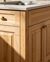 XINGRUO Cuisine moderne Japandi en bois naturel, armoires minimalistes sur mesure avec îlot de cuisine indépendant, solution pour maison à plan ouvert