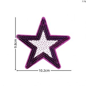 NOUVEAU Patch brodé thermocollant brillant à sequins, motif étoile et cœur - Product Image 2