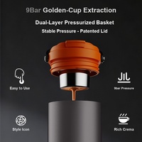 Machine à expresso portable en acier inoxydable pour le camping, le bureau et la maison, extraction 9 bars, rechargeable USB-C, thermos à eau de 600 ml