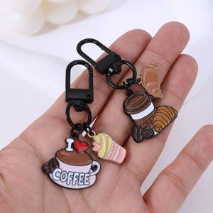 Porte-clés et pendentif de sac de téléphone portable personnalisable, motif dessin animé mignon, tasses à café, croissants et cupcakes, style art moderne d'usine - Product Image 4