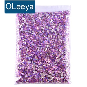 OLeeya Lot de strass en verre 100% réutilisables, couleurs AB, grand format, strass en verre à dos plat pour la décoration des ongles - Product Image 1