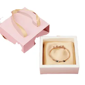 Recyclable Luxury Magnetic Closure drawer pink Paperboard Ring Necklace Jewelry Gift Packaging Box for women