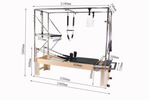 Reformer Pilates 3-in-1 in Legno d'Acero Premium - Macchina Fitness di Alta Gamma per Studi Professionali e Appassionati di Palestra Domestica - Product Image 3