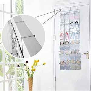 24 Pocket Nylon Mesh Fabric Over the Door Hanging <b>Shoe</b> Organizer <b>Holder</b> Storage for <b>Shoes</b> Cleaning Supplies - Product Image 5
