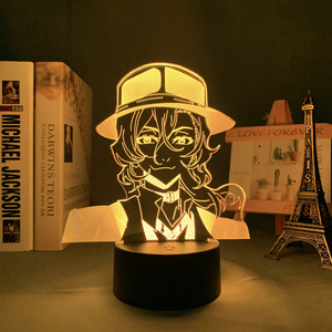Venta al por mayor nuevos perros callejeros Bungo <span class=keywords><strong>Dazai</strong></span> Osamu Nakahara Chuuya Kawaii Girl DIY 3D LED linterna acrílico <span class=keywords><strong>Anime</strong></span> noche Luz - Product Image 3