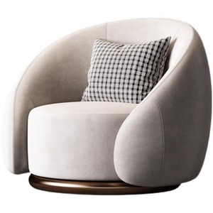 Fauteuil de relaxation en tissu de luxe léger, style nordique, design minimaliste, pivotant, modèle Tiger, pour salle à manger et salon, détente - Product Image 5