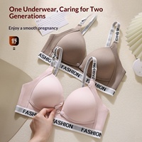 Soutien-gorge d'allaitement à fermeture avant, bretelles à lettres, sans armatures, respirant, confortable, pour femme enceinte et post-partum, en nylon