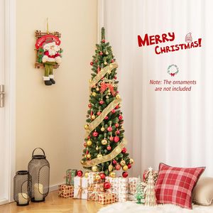 Árbol Artificial de Pino Delgado de 6 Pies, Ramas Exuberantes de Formación Rápida, Soporte Metálico Plegable, Decoración Navideña - Product Image 2