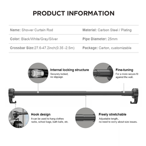ARODDY – <span class=keywords><strong>Tringle</strong></span> de tension en acier de 13,8 à 19,7 pouces pour rideaux de porte avec crochet, <span class=keywords><strong>tringle</strong></span> de douche – Garantie 2 ans – Fabrication interne - Product Image 2