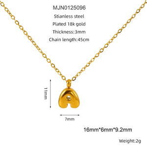 MICCI防水ジュエリーステンレススチール18K金メッキアルファベットジュエリーバブルレターペンダントネックレス - Product Image 6