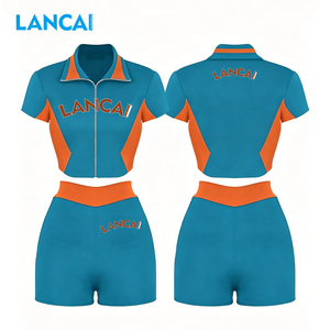2026 Wholesale Clothing Women Summer Color Block Short Sleeve Shirt and Shorts 2 Piece Shorts Set Lounge Streetwear Workout Sets - Product Image 1