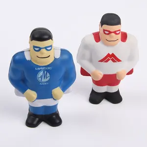 Personaggi a forma di Anti-stress palla PU schiuma Logo personalizzato stampato Super eroe più forte uomo spremere giocattoli