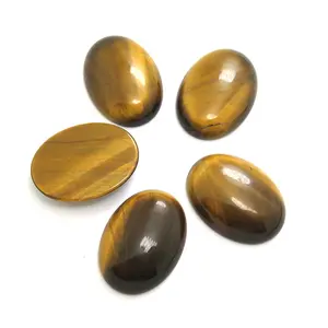 Yellow tiger eye 22x30mm Natural Gemstone No Hole Beads Flat Oval CAB Cabochon Stone Beads for Jewelry Making