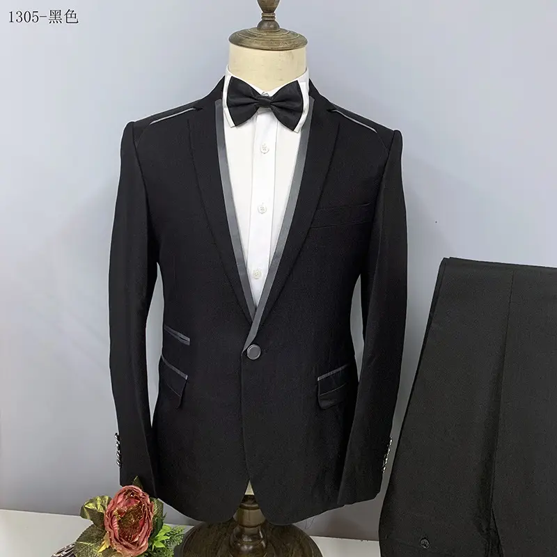 Men Suit Jacket + Pants 2 Pieces Set / 2022 Fashion Men's Casual Boutique Business Dress Wedding Groom Suit Coat Blazers