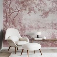 Papier peint en tissu floral tropical imprimé sur mesure, papier peint mural 3D pour la décoration de bureaux et d'hôtels