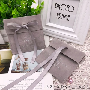 Bolsa de Regalo Pequeña de Lujo de Microfibra y PVC con Lazo, Bolsa para Pulseras y Collares de Microfibra, Empaque Elegante para Joyería - Product Image 2