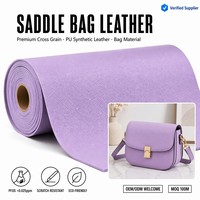 Sac de selle en cuir PU grainé lavande, testé PFOS, fabriqué en Asie du Sud-Est, étanche, écologique, résistant aux rayures