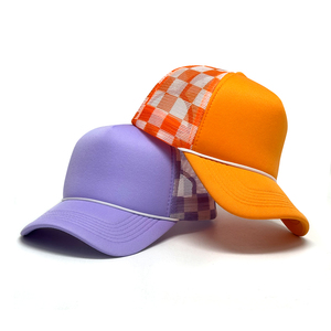 Bán buôn rô Trucker Hat Chất lượng cao 5 Bảng điều chỉnh đồng bằng trống bọt Checker Rope Trucker Hat Cap với biểu tượng tùy chỉnh thêu - Product Image 5