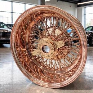 Cerchi in Lega FHJ Oro Rosa 13x7 con Razze 5x114.3 e Pneumatici con Fianco Bianco - Product Image 3