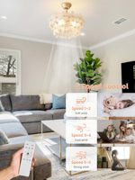 Ventilateur de plafond en cristal doré de 20 pouces avec prises pour lampes, style Mid-Century, moteur réversible à 6 vitesses, télécommande