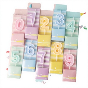 Bougies d'<span class=keywords><strong>anniversaire</strong></span> couleur macaron, bougies numériques 0-9, couleur cartoon, fête d'enfants, Pâques, Nouvel <span class=keywords><strong>An</strong></span>, Diwali, sans parfum, sans flamme - Product Image 4