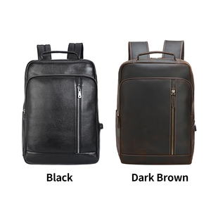 Ba lô da bò thật nam, thiết kế tùy chỉnh logo ODM OEM, màu nâu đen đậm, da thuộc nguyên tấm, dùng hàng ngày, đựng laptop - Product Image 6
