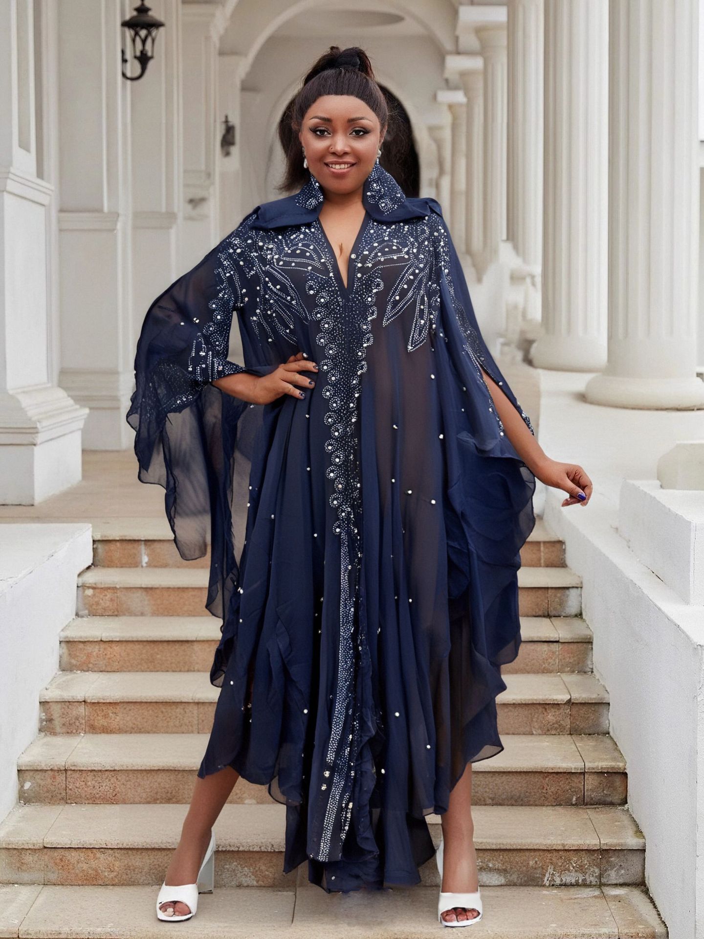 black boubou dress Abigail Black Mikado African Boubou – Teda Designs