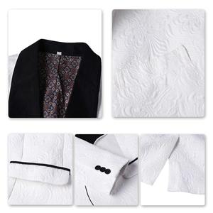 Abito da <span class=keywords><strong>uomo</strong></span> 3 pezzi Slim Fit Jacquard <span class=keywords><strong>smoking</strong></span> One Button scialle colletto giacca gilet pantaloni - Product Image 5