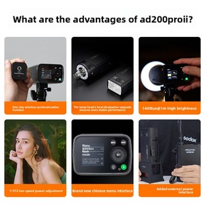 <span class=keywords><strong>Flash</strong></span> Externo Godox AD200pro - TTL con Sincronización de Alta Velocidad, 200W, Portátil, Doble Cabezal, con Batería de Litio para Cámaras SLR - Product Image 3