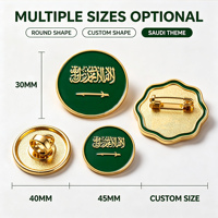 Badge en métal imperméable et résistant à la décoloration pour la Fête nationale saoudienne, conception personnalisée, plusieurs styles, souvenir en émail pour cadeau de festival, vente en gros