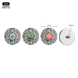 <b>Titanium</b> <b>Stud</b> Earrings 7mm Round Geometric Design Prong Set Crystal Piercing Jewelry For Daily Wear - Product Image 1