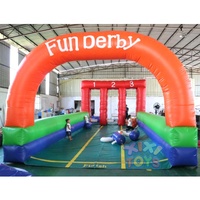 XIXI TOYS Piste de course de chevaux de poney Derby gonflable à 4 voies pour événement de carnaval