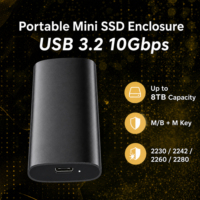 Enclosure SSD NVMe M2 USB C 3.2 10Gbps PCIe NVMe 2230 2242 2260 2280 M Key hingga 8TB Dock SSD Eksternal untuk Laptop MacBook PC