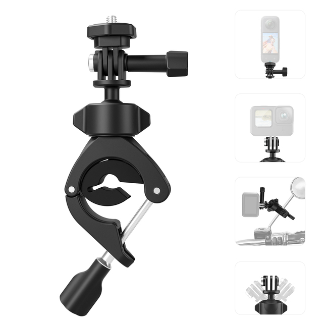 Bike Tube 360° Clamp Motorcycle Handlebar Mount Accessories, Large Tube Roll Bar Stick Pole Clamp Mounts for Action Cameras