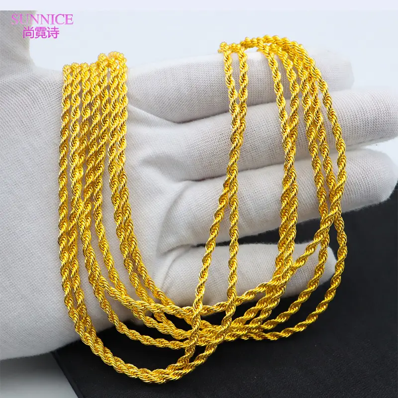 Kalung rantai tali Pilin, perhiasan emas asli kalung tali emas 18k