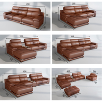 Canapé en Cuir Modulaire Classique de Luxe, Confortable pour Salon, Ensemble de Meubles Canapé Sectionnel Multifonction