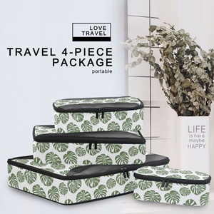 Lot de 4 cubes de rangement de voyage pliables en maille transparente, motif feuilles de Monstera, design Hawaï, personnalisables, pour bagages - Product Image 6