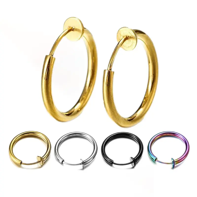 Fashion Gold/Silver Without Drilling Ear Cuff Fake Clip on Hoop Earrings for Women Man Teens Girls Non Piercing Earrings Jewelry