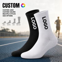 Chaussettes de sport en coton unisexe avec logo personnalisé, imprimées numériquement, tricotées, longueur mi-mollet, respirantes, logo sur le dessous, OEM personnalisé pour hommes et femmes