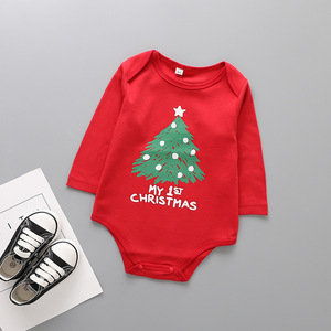 Hot sale 0-3 months newborn baby clothes cotton long-sleeved body <strong>my</strong> <strong>1st</strong> <strong>Christmas</strong> <strong>outfit</strong> baby romper - Product Image 4