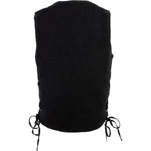 2025 cuir DM1315 hommes classique Denim Western Cowboy Biker gilet noir Auto course et moto porter des lacets latéraux réglables - Product Image 2