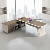 Bureau de travail moderne en bois durable avec armoire de rangement grande capacité pour usage commercial dans les immeubles de bureaux et à domicile