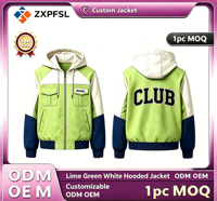 Veste de baseball à capuche patchwork tendance, broderie personnalisée, veste universitaire unisexe, vêtement d'extérieur décontracté, ODM OEM, faible MOQ
