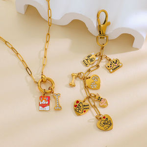 Colgante de Acero Inoxidable con Diseño de Hueso de Bulldog Francés y Zirconia Chapado en Oro de 18k, Serie Perro, Impermeable, para Joyería DIY, Venta al por Mayor - Product Image 3