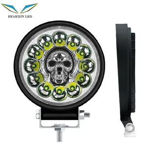 Interruptor de farol redondo rgb 12led, farol de 4 polegadas, luz auxiliar, drl, para caminhão jeep 4x4