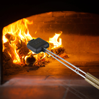 Gaufrier carré de haute qualité pour la friture en fonte Gaufrier pour tarte au feu de camp Gaufrier avec manche en bois